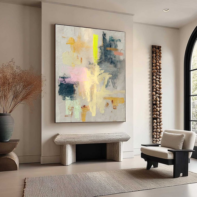 Wall Art Pastel Abstract Yellow Pink Teal