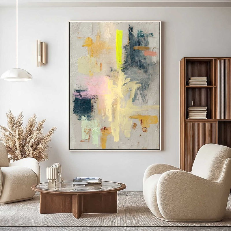 Wall Art Pastel Abstract Yellow Pink Teal