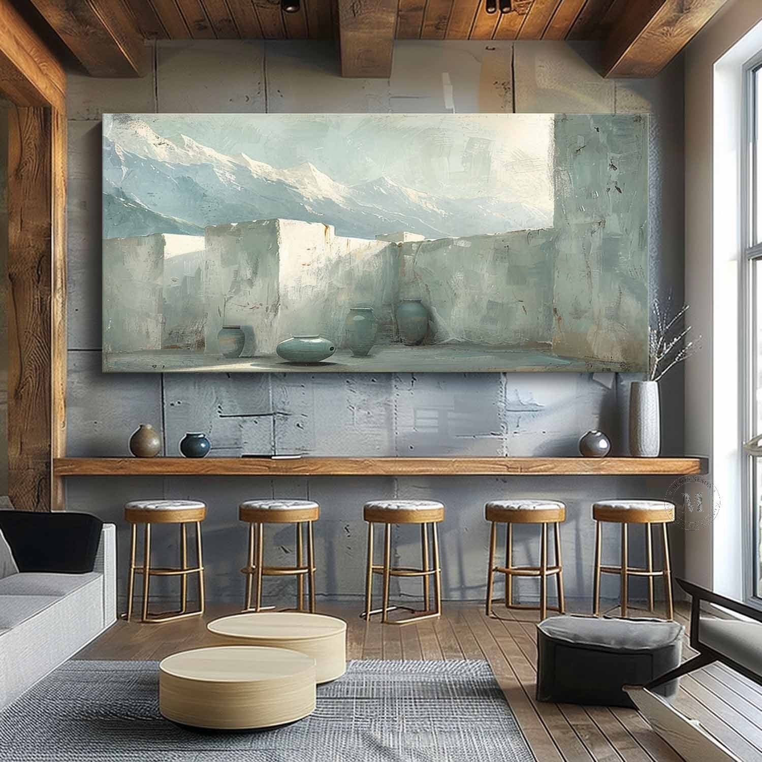 Wall Art Mountain Courtyard Ceramic Vessels