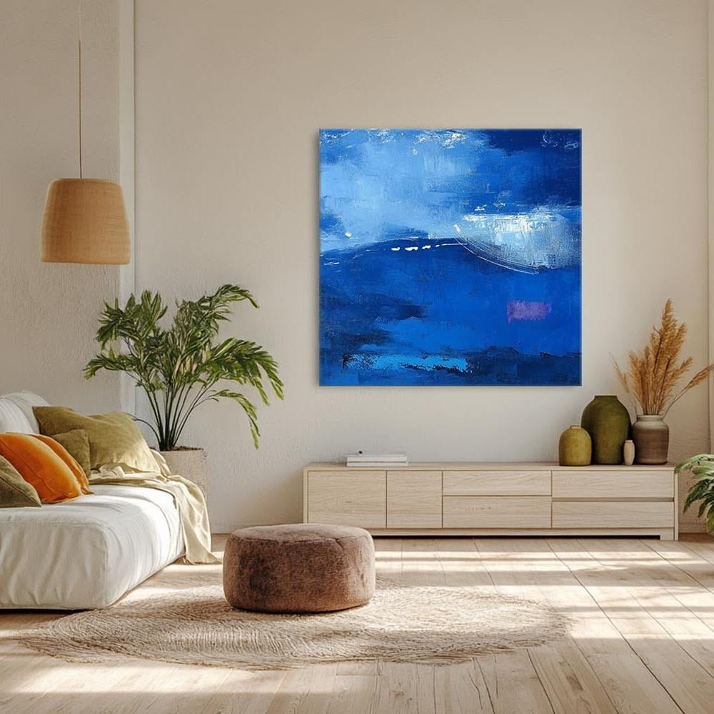 Wall Art Calming Textured Deep Blue