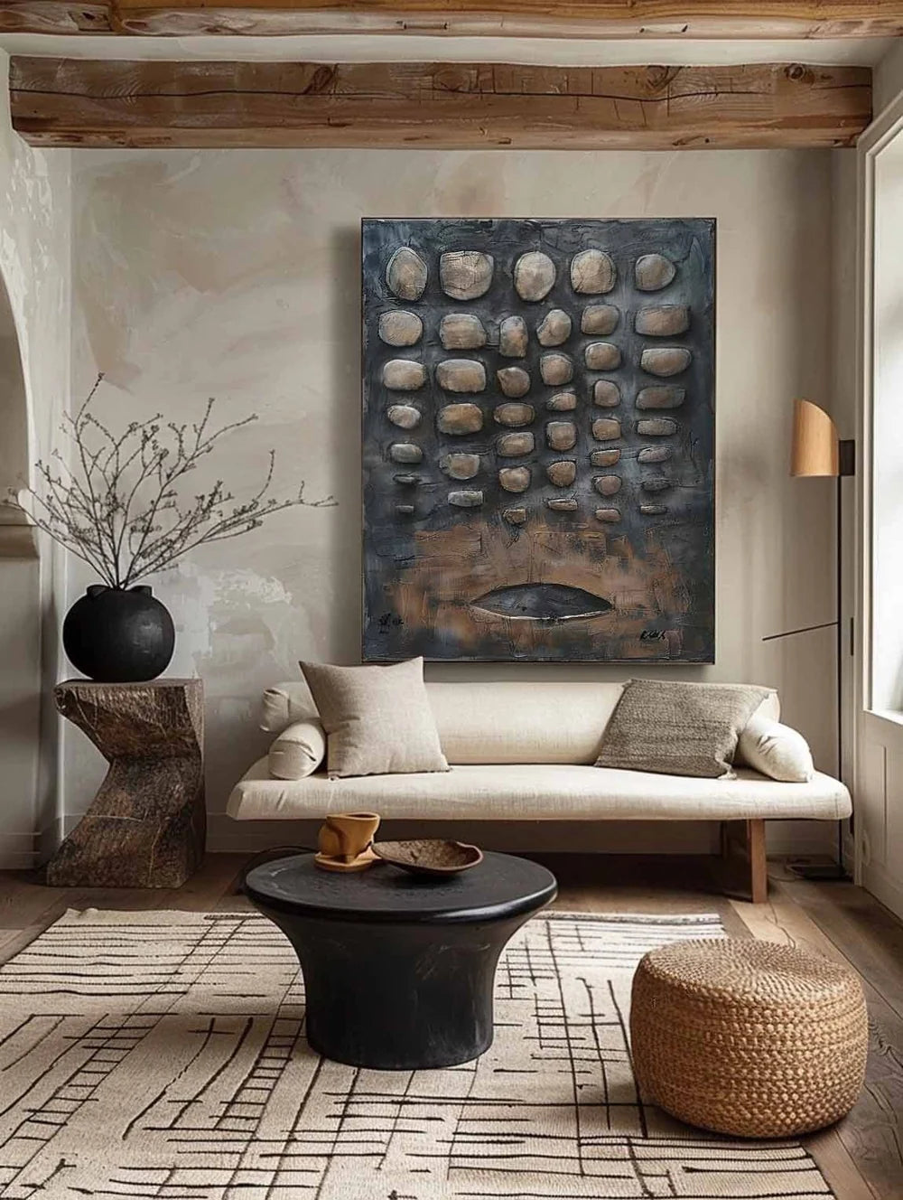 Wall Art Assemblage Textured Monochrome