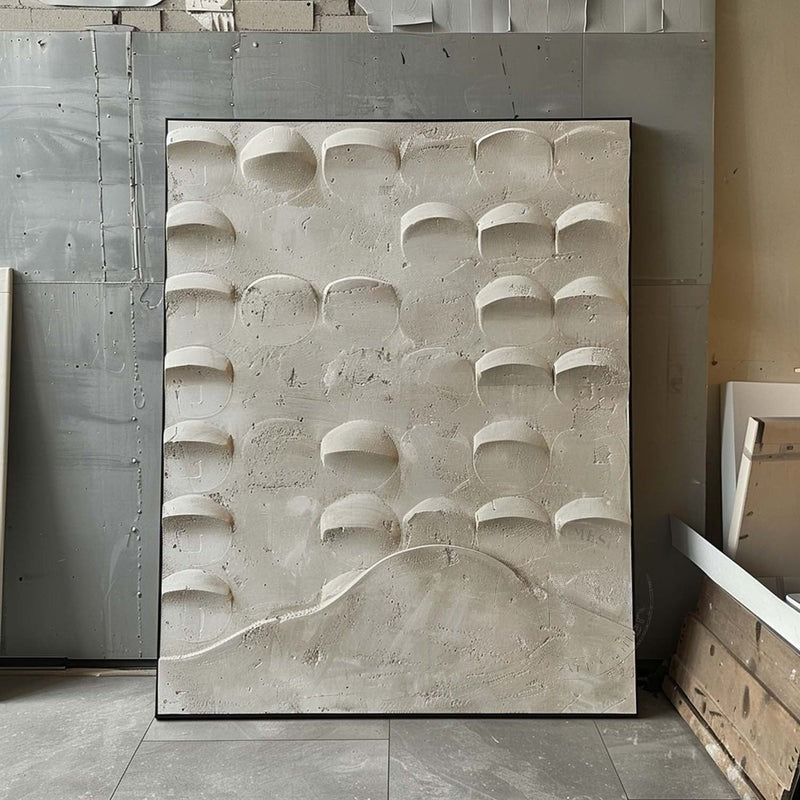 Concrete Texture Semi-Circular Relief Painting