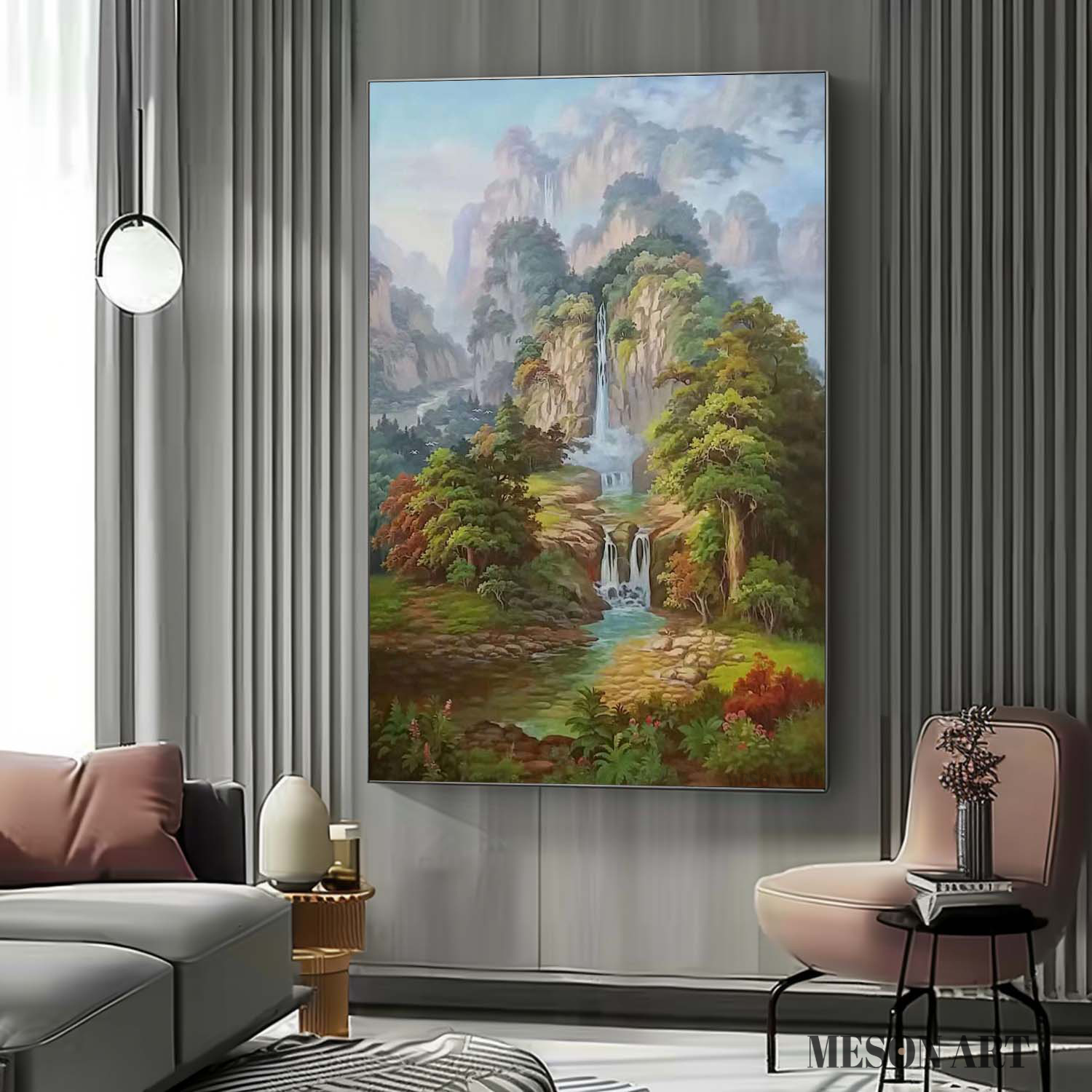 Wall Art Vertical Landscape Mountain Waterfall