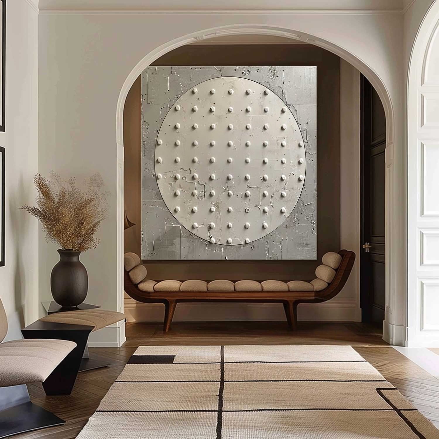 Wall Art Minimalist Circular Dotted Relief
