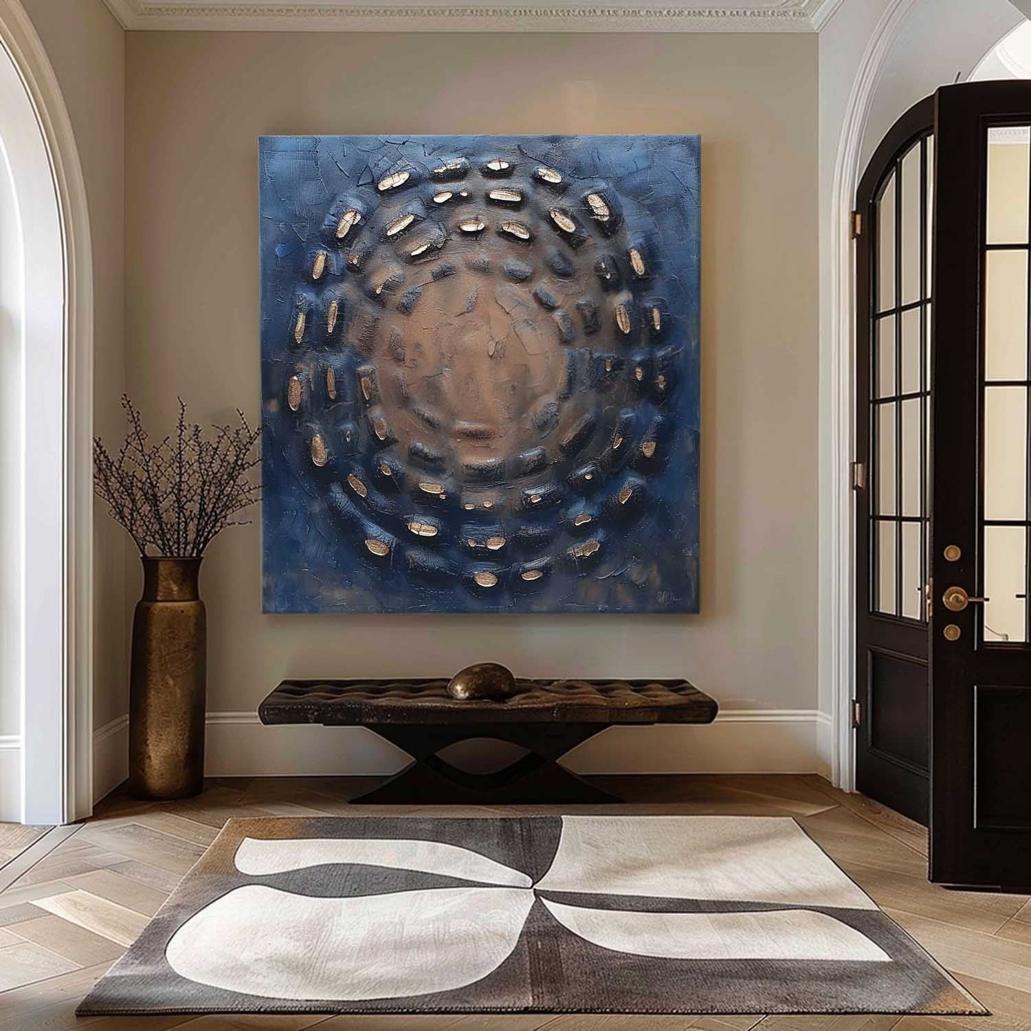 Circular Textured Abstract Art Oil Painting