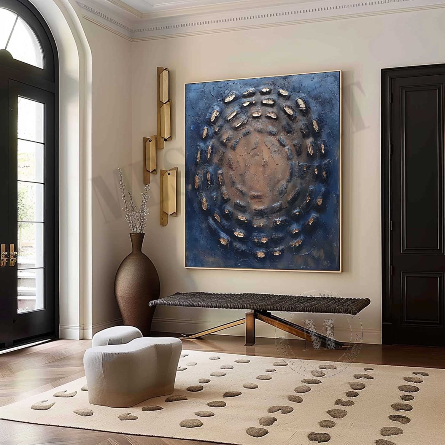Circular Textured Abstract Art Oil Painting