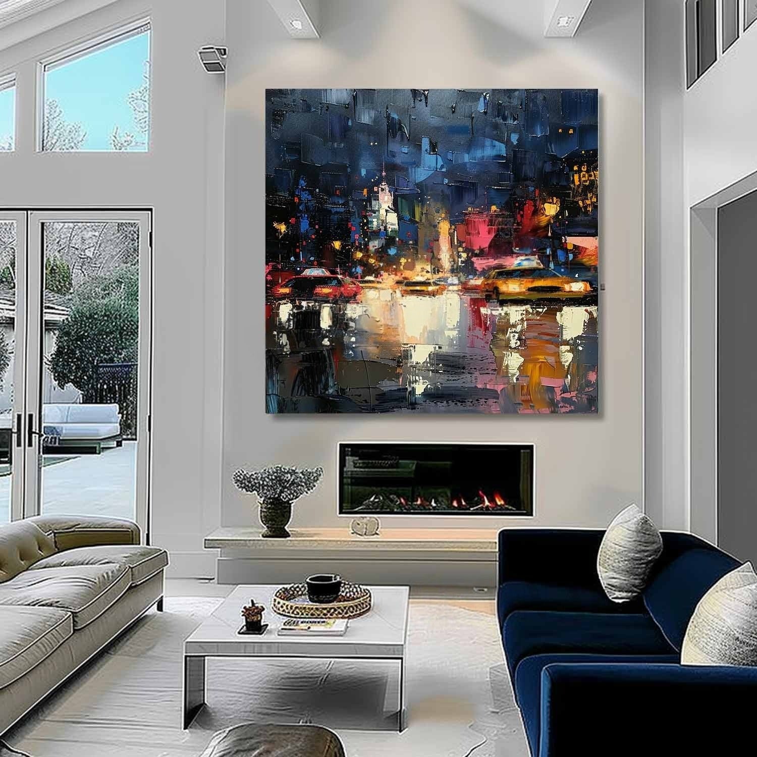 Wall Art Impressionist Textured Urban Nightscape