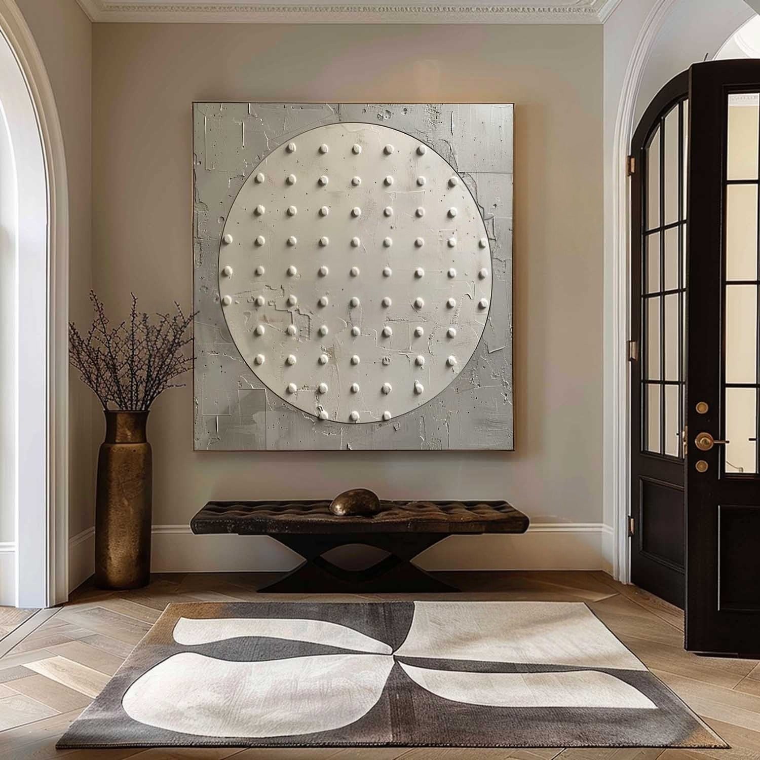 Wall Art Minimalist Circular Dotted Relief