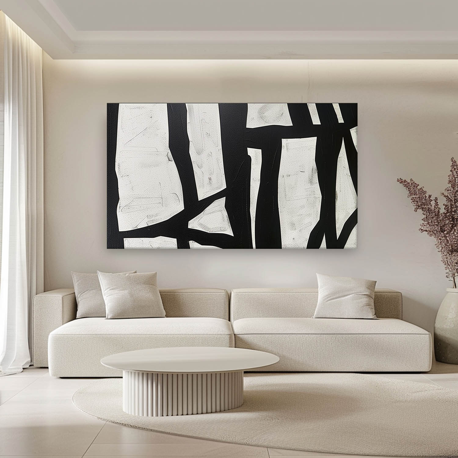 Wall Art Irregular Black Shapes Modern Abstract