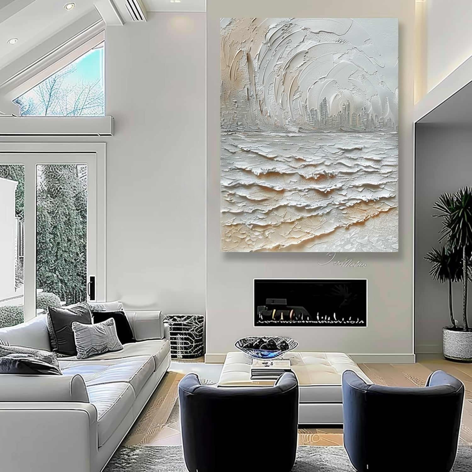Wall Art Impasto Coastal Cityscape