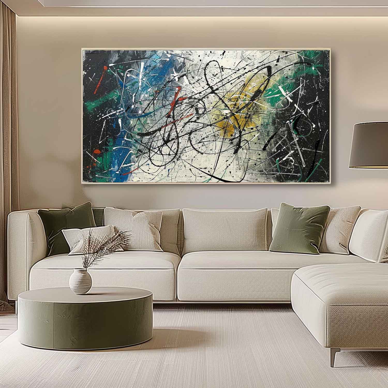 Wall Art Panoramic Abstract Expressionist Drip Art
