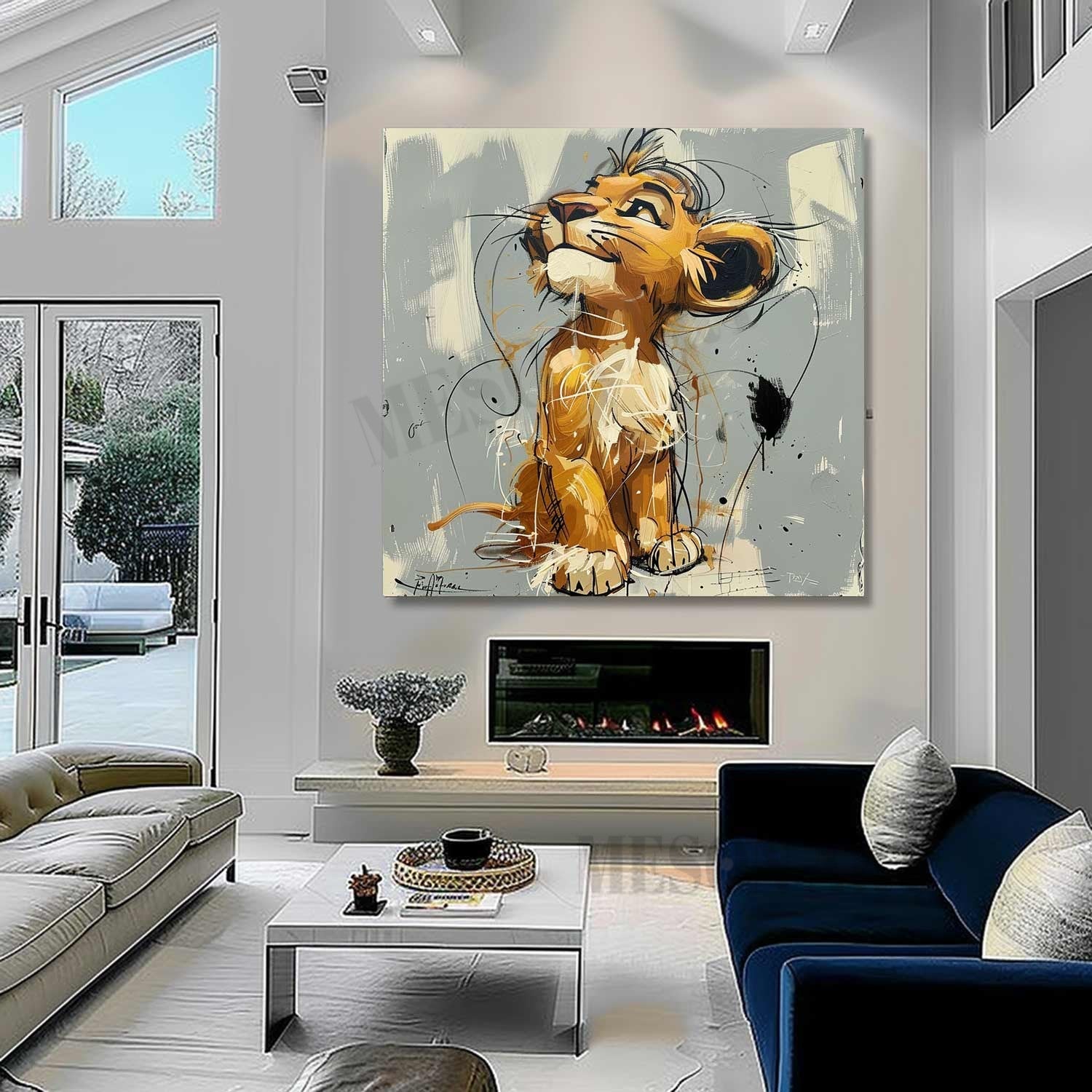 Wall Art Pop Cartoon Lion Graffiti Modern Joyful