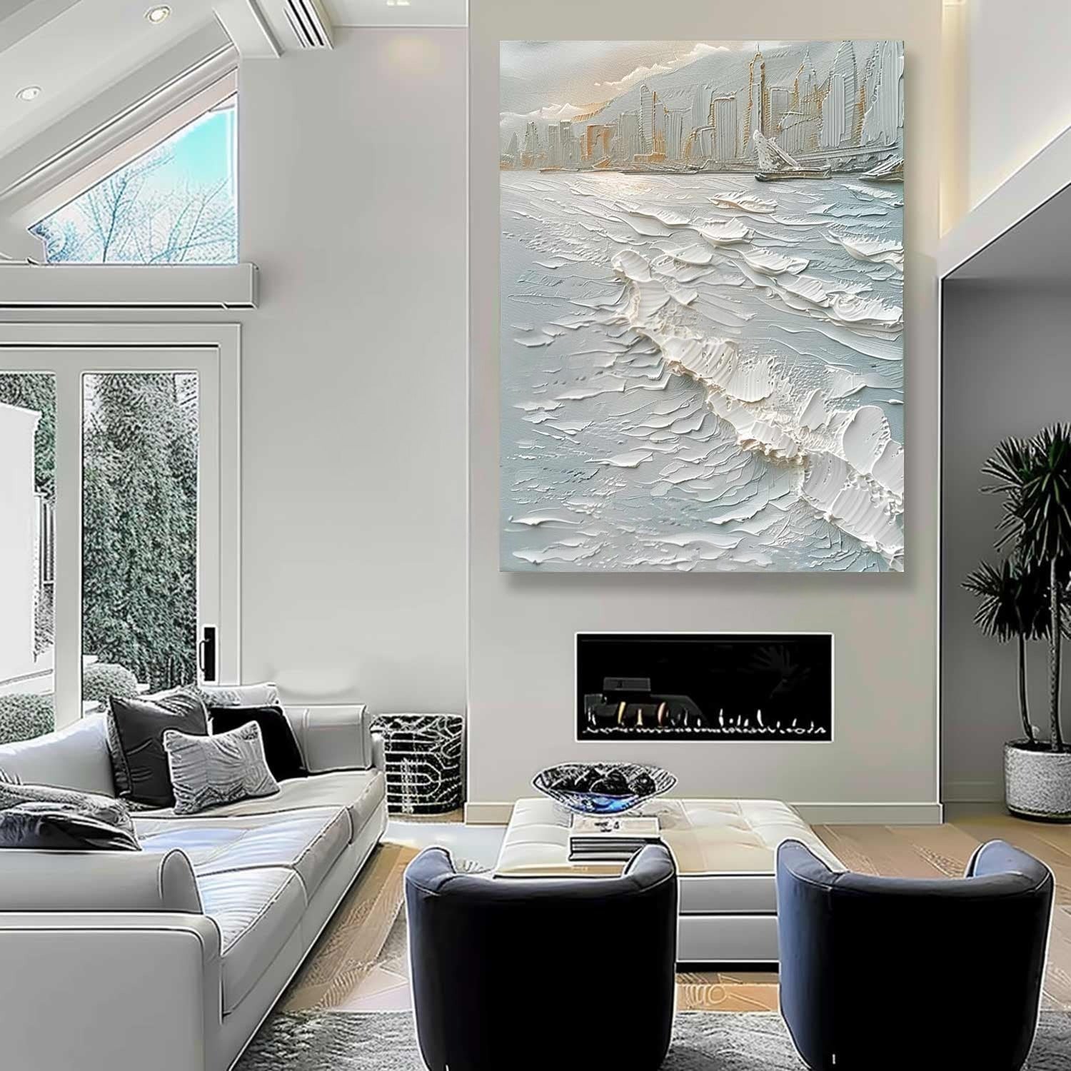 Wall Art Impasto Cityscape Coastal Skyline