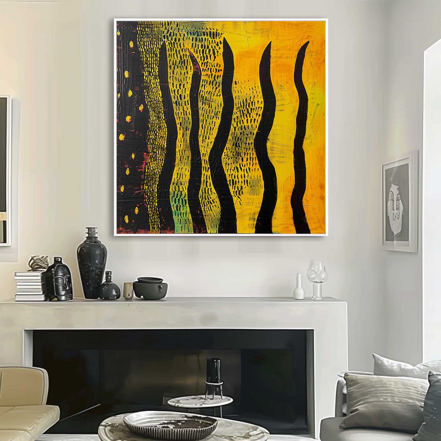 Wall Art Wabi-Sabi Wavy Black Vertical Forms
