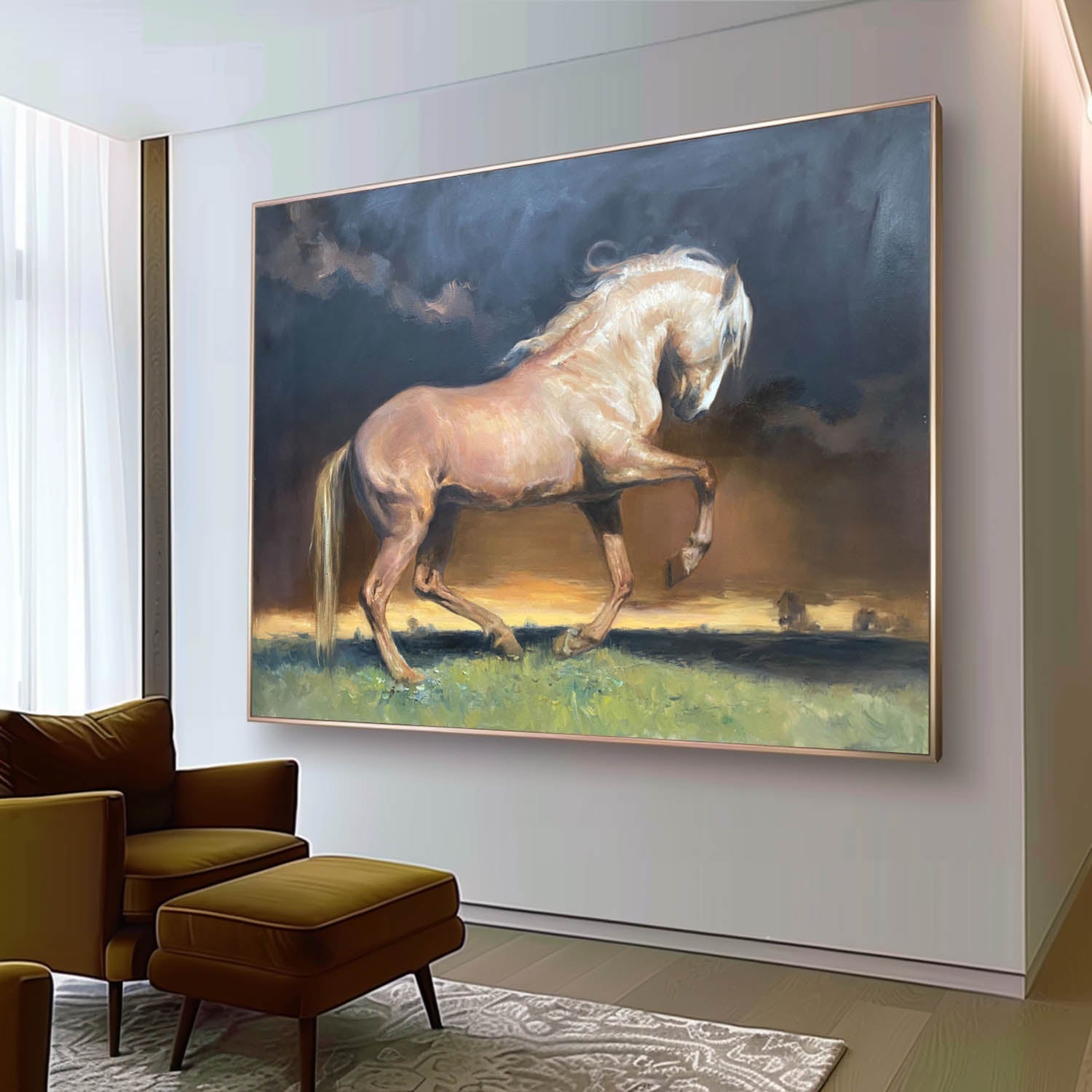 Galloping Horse Dramatic Landscape Painting