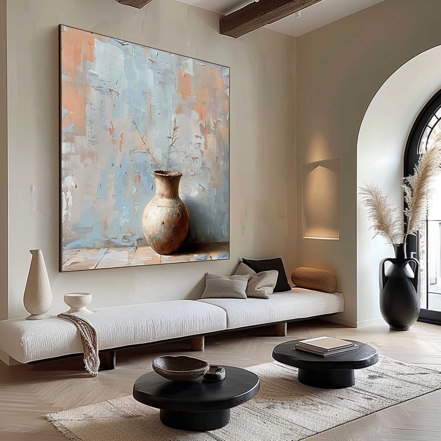 Wall Art Rustic Vase Still Life Impasto