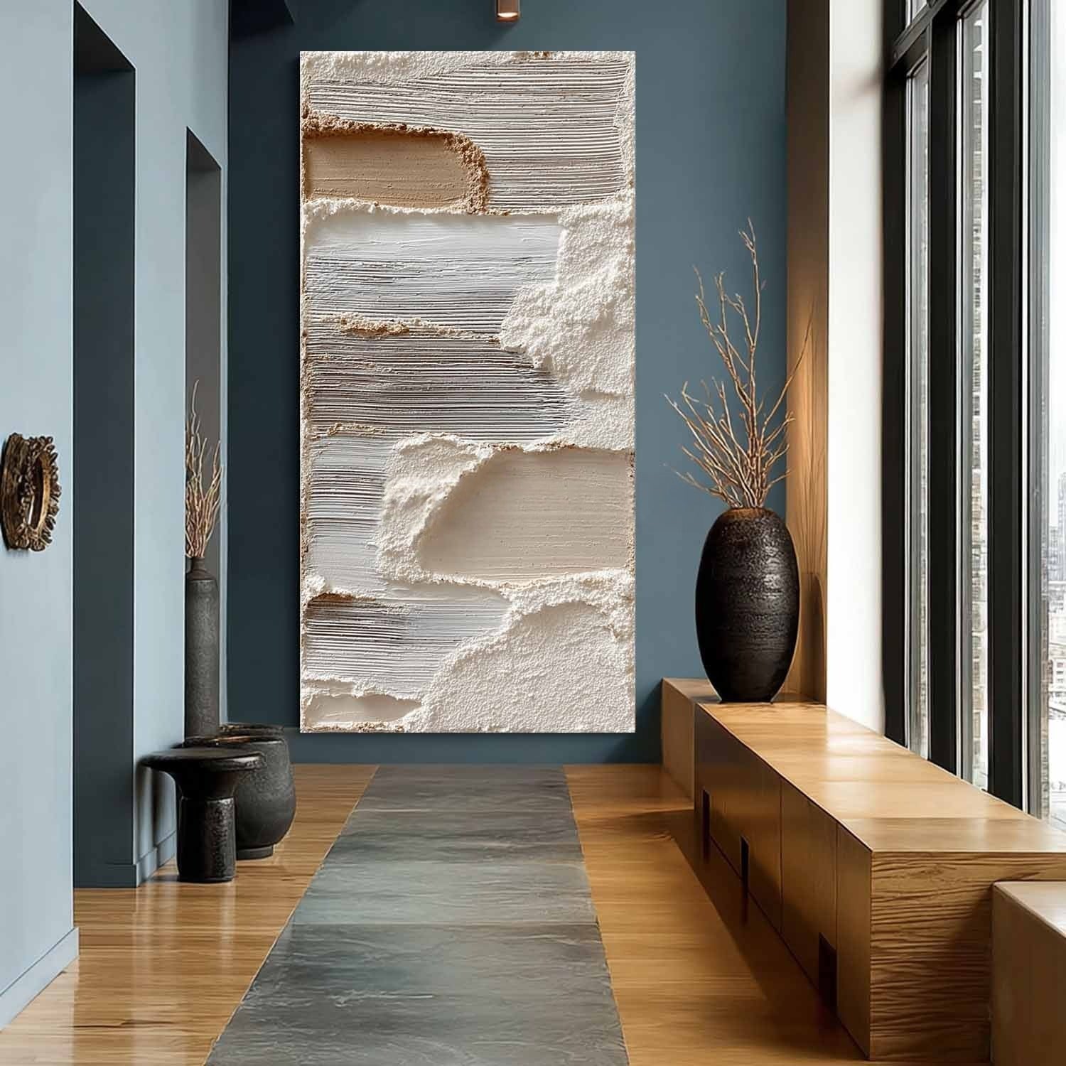 Wall Art Neutral Abstract Layered Impasto