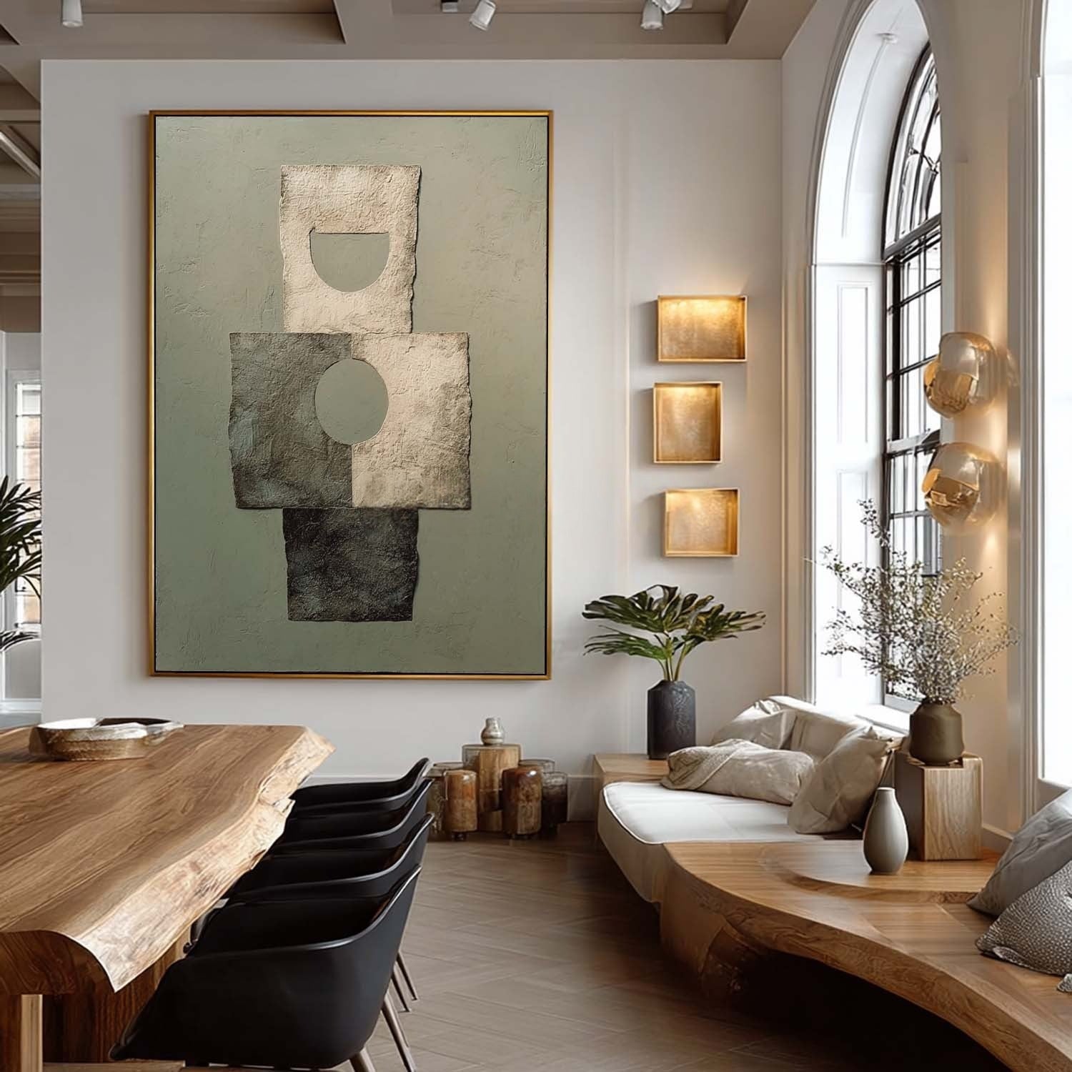 Wabi-Sabi Geometric Abstract Texture Painting