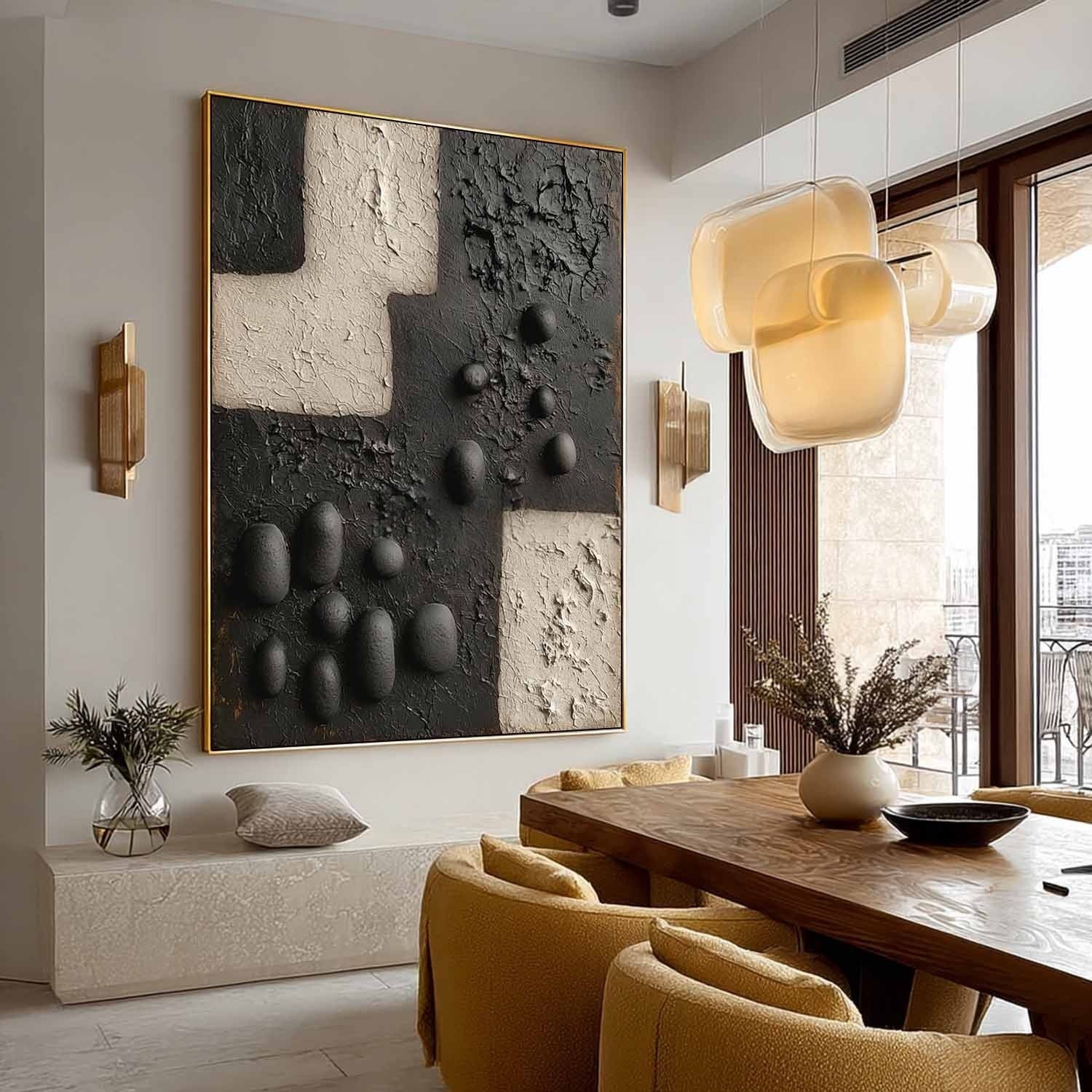 Wall Art Vertical 3D Geometric Pebble