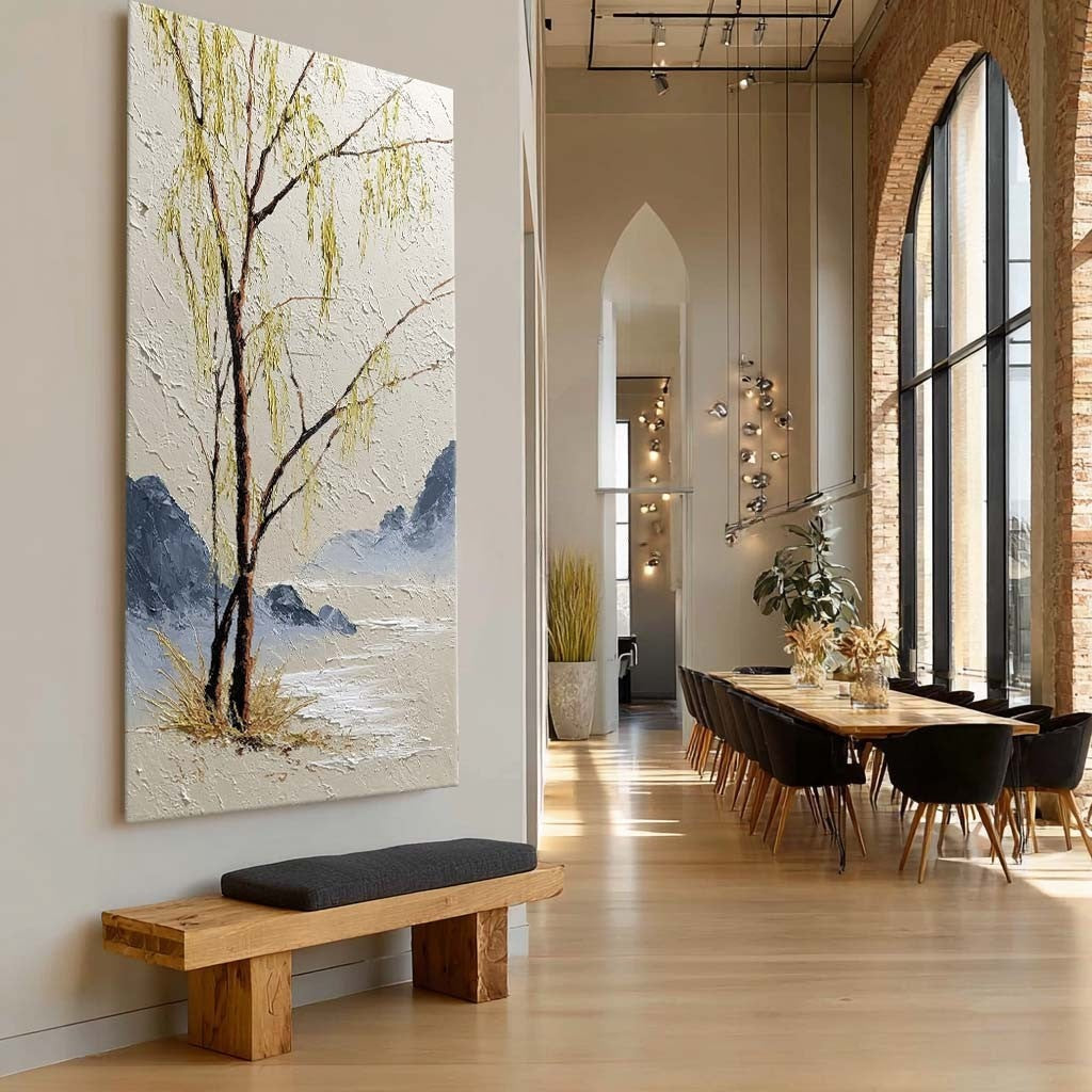 Oriental Weeping Willow 3D Impasto Painting