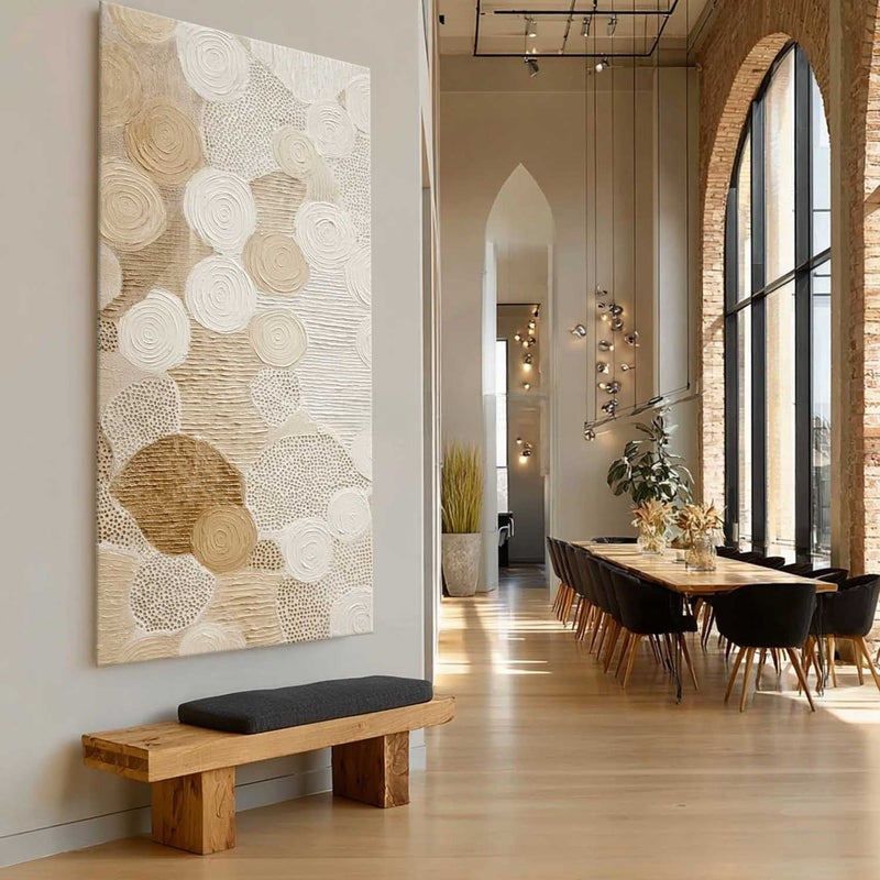 Beige White Organic Abstract Painting