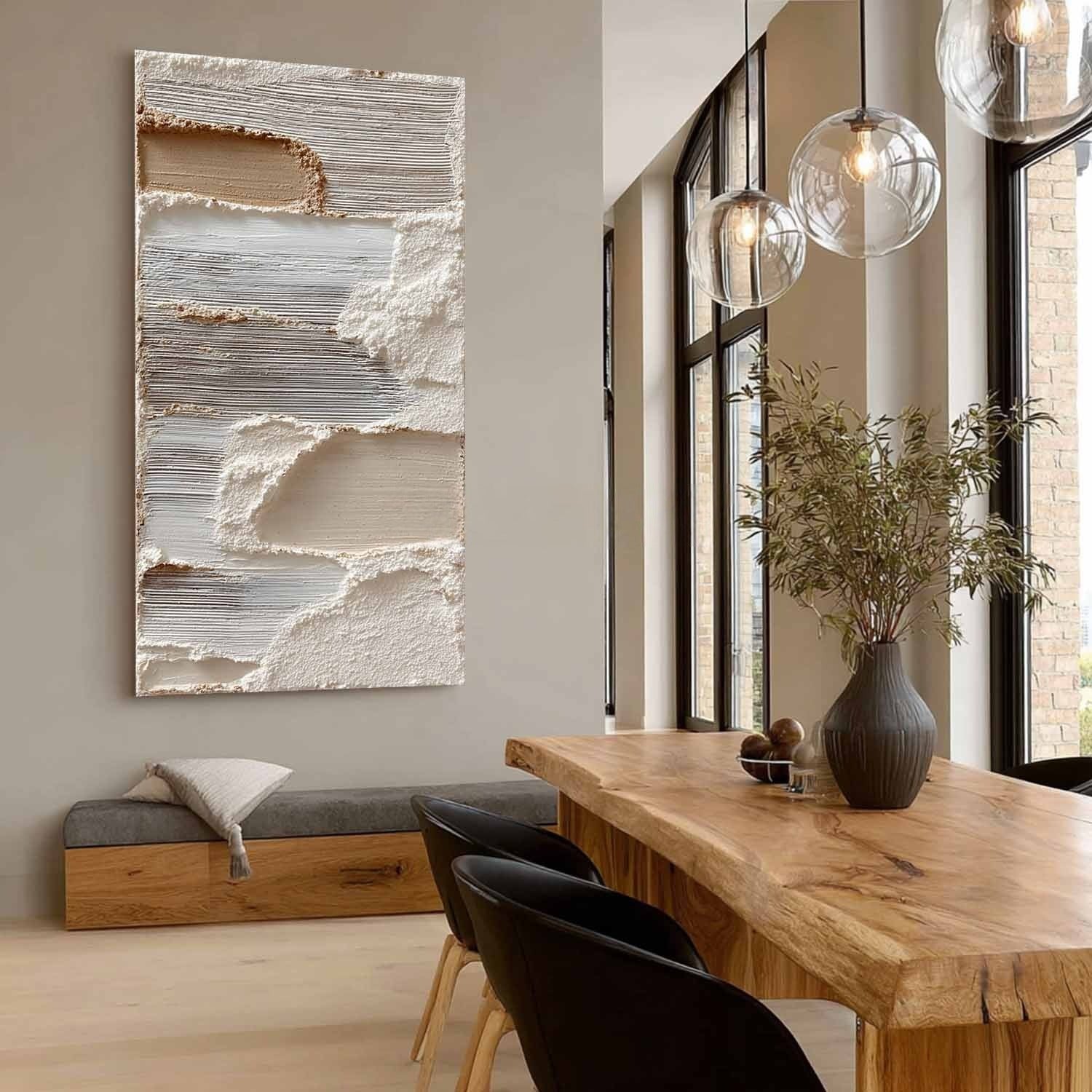 Wall Art Neutral Abstract Layered Impasto