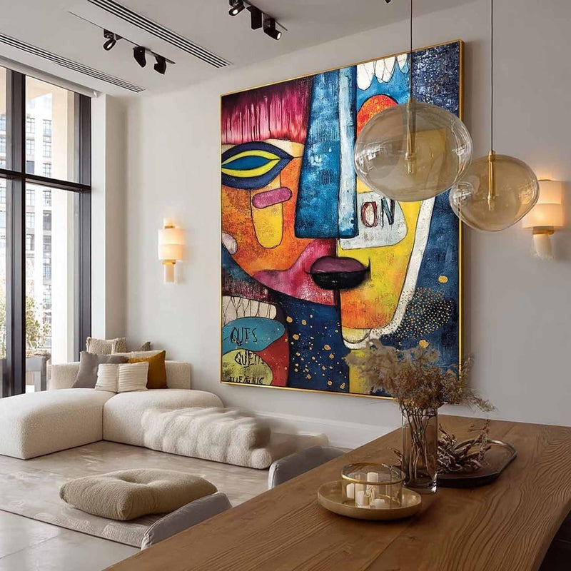 Wall Art Cubist Face Abstract Colorful