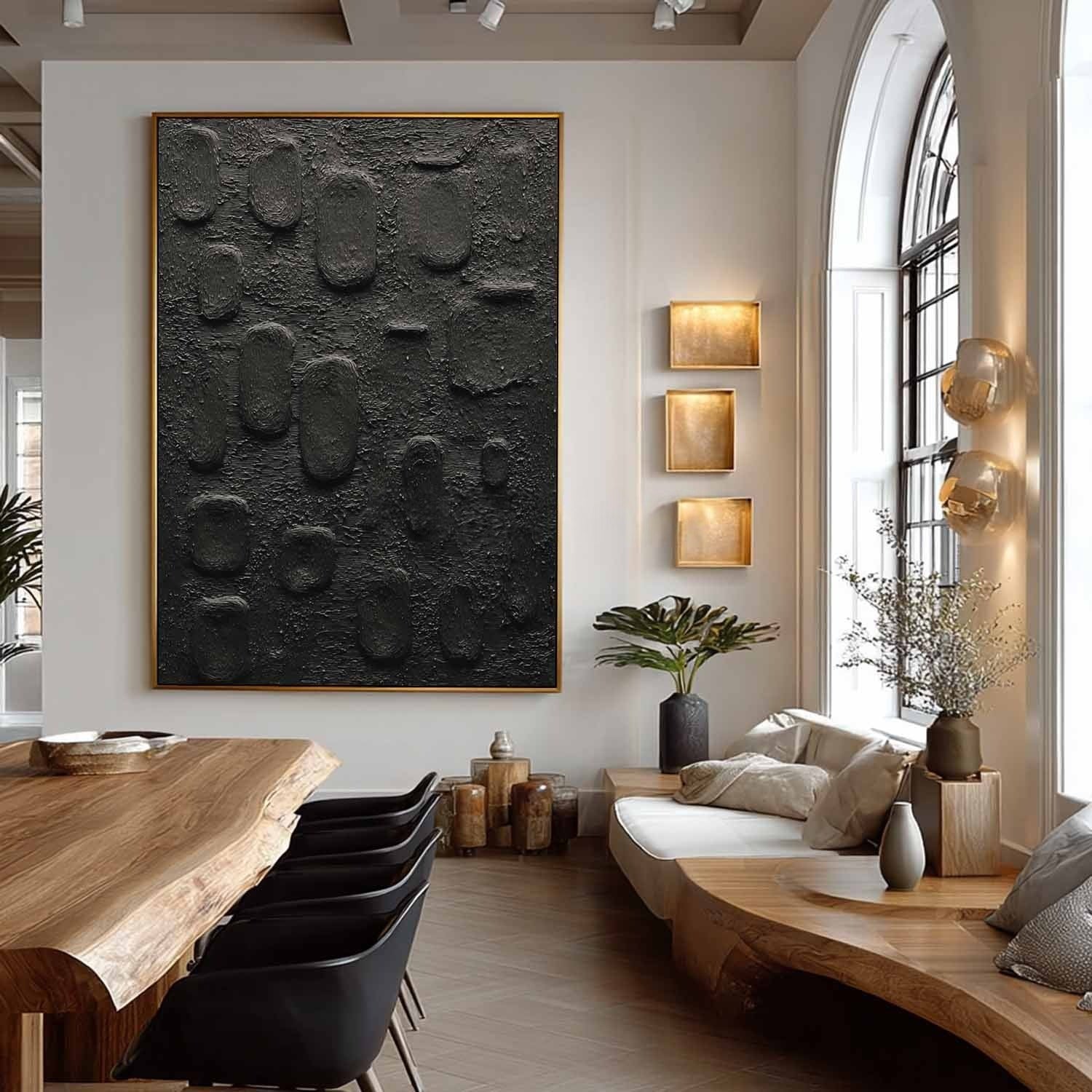 Wall Art Vertical Textured Abstract Oval Scene Deep