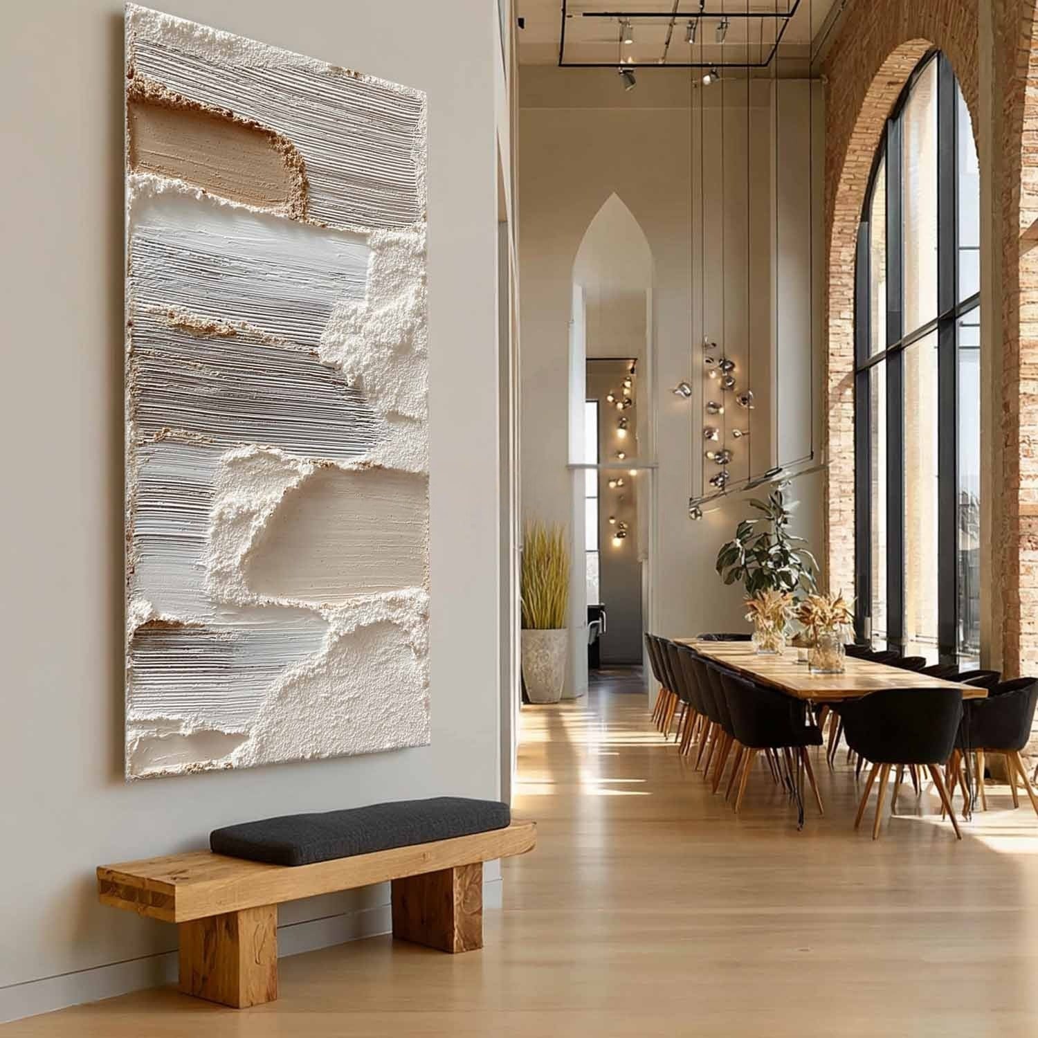 Wall Art Neutral Abstract Layered Impasto