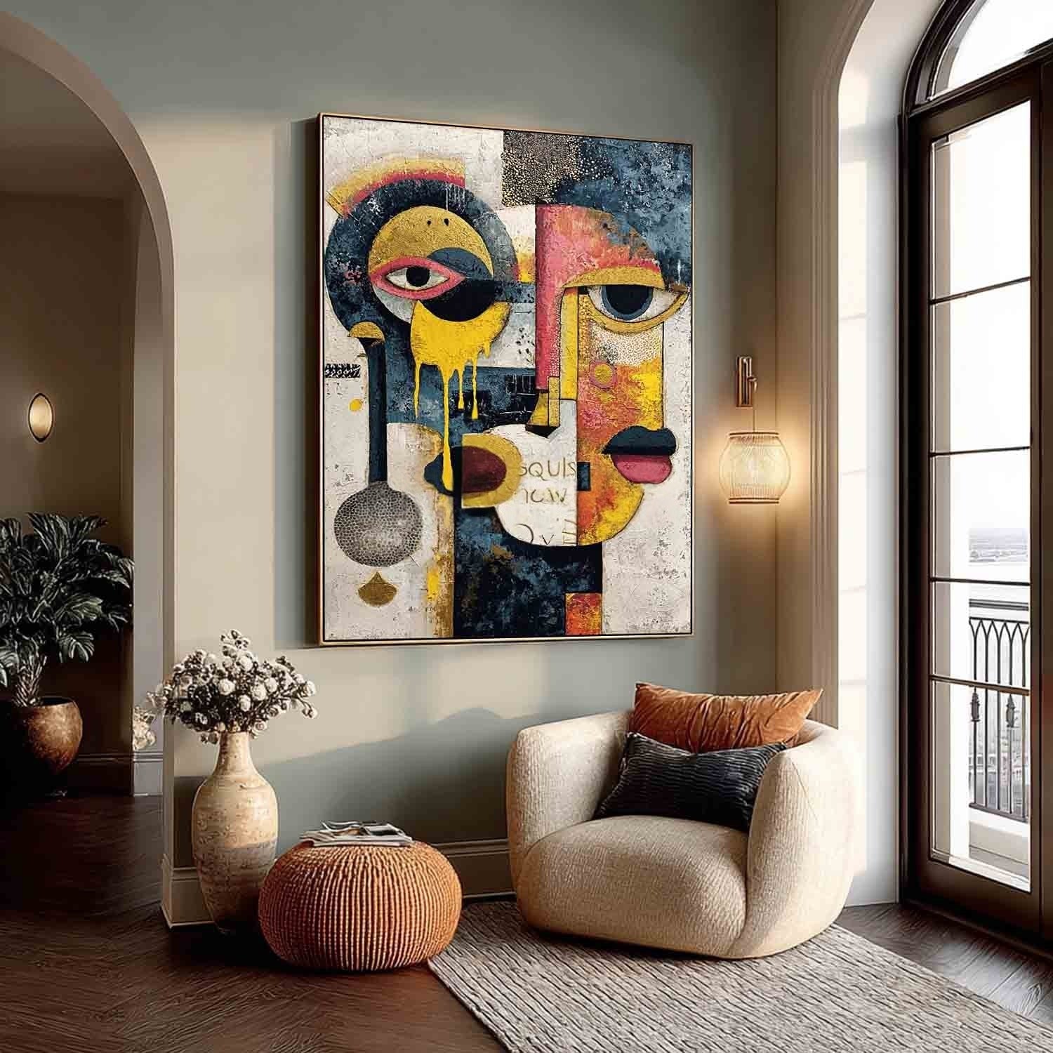 Cubist Dual Faces Abstract Painting
