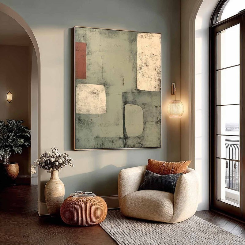 Wall Art Minimalist Geometric Sage Terracotta