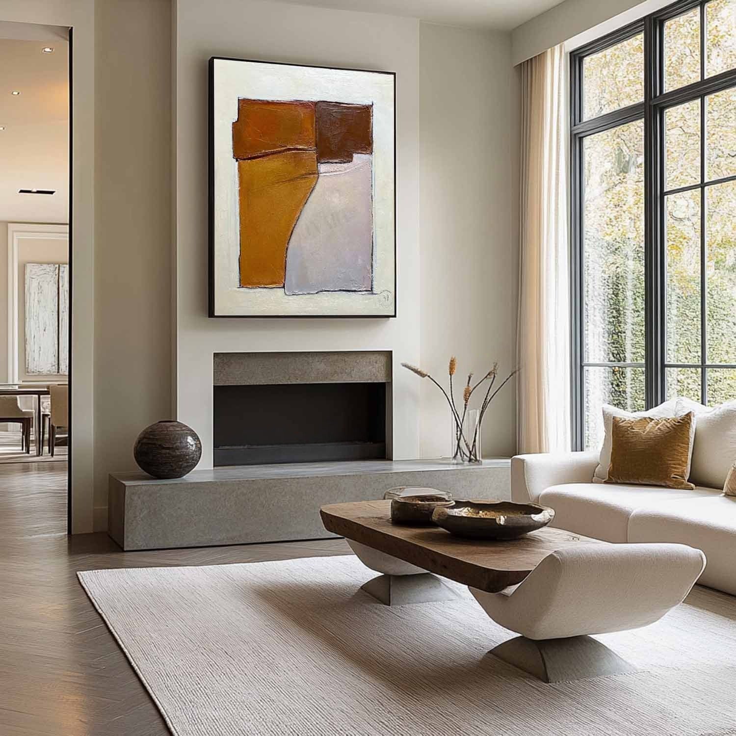 Wall Art Abstract Block Warm Tones