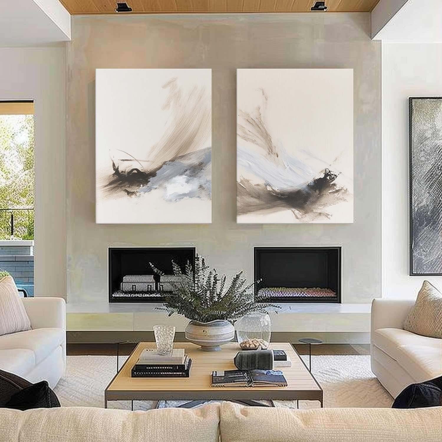 Wabi-Sabi Abstract Diptych Painting