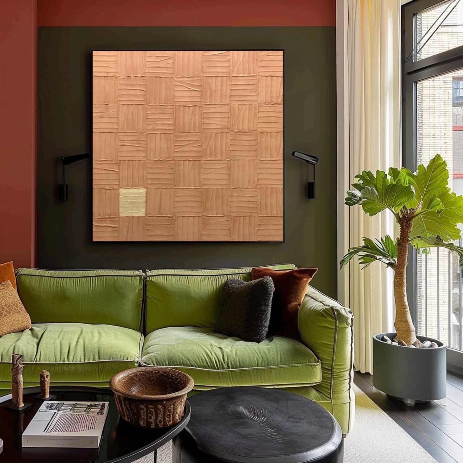 Wall Art Square 3D Impasto Woven Geometric