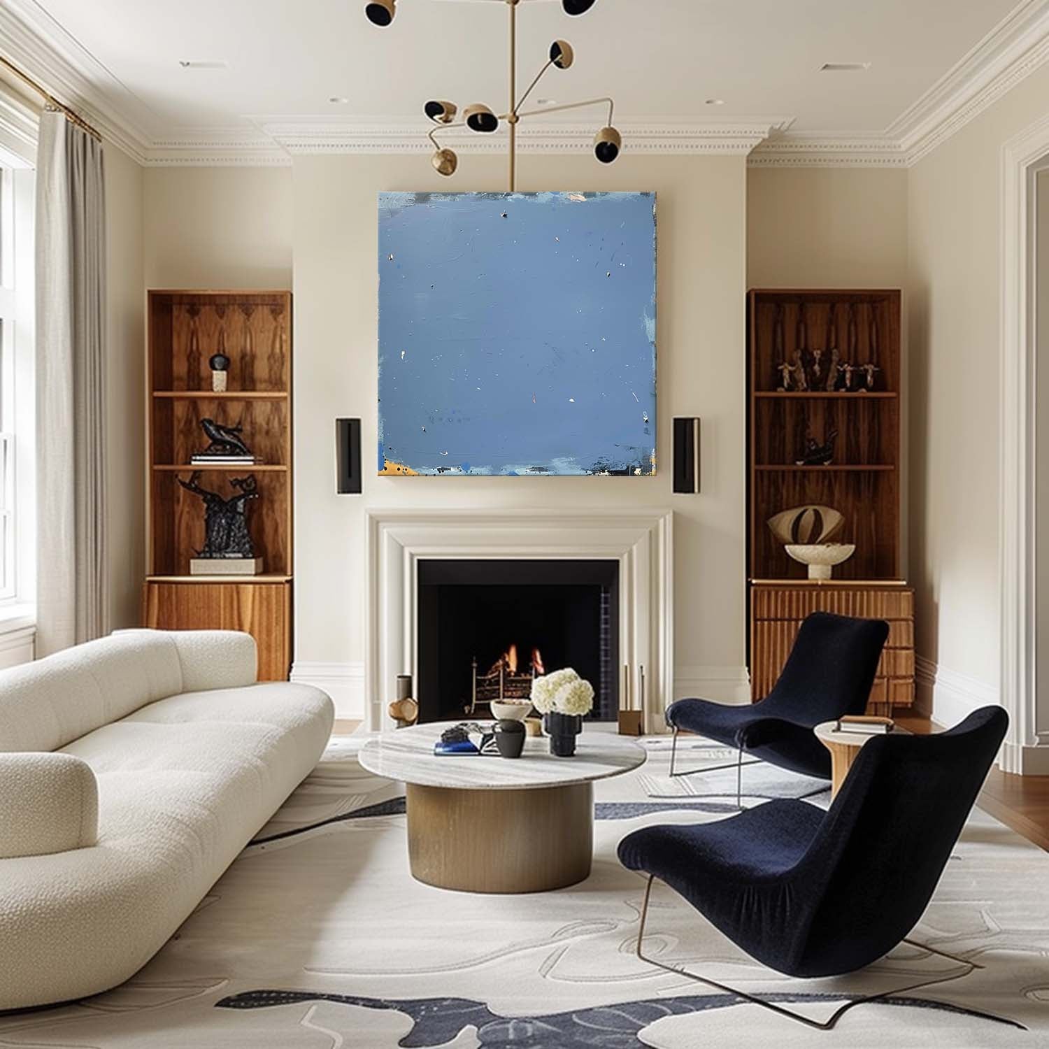 Wall Art Wabi-Sabi Blue Minimalist Impasto