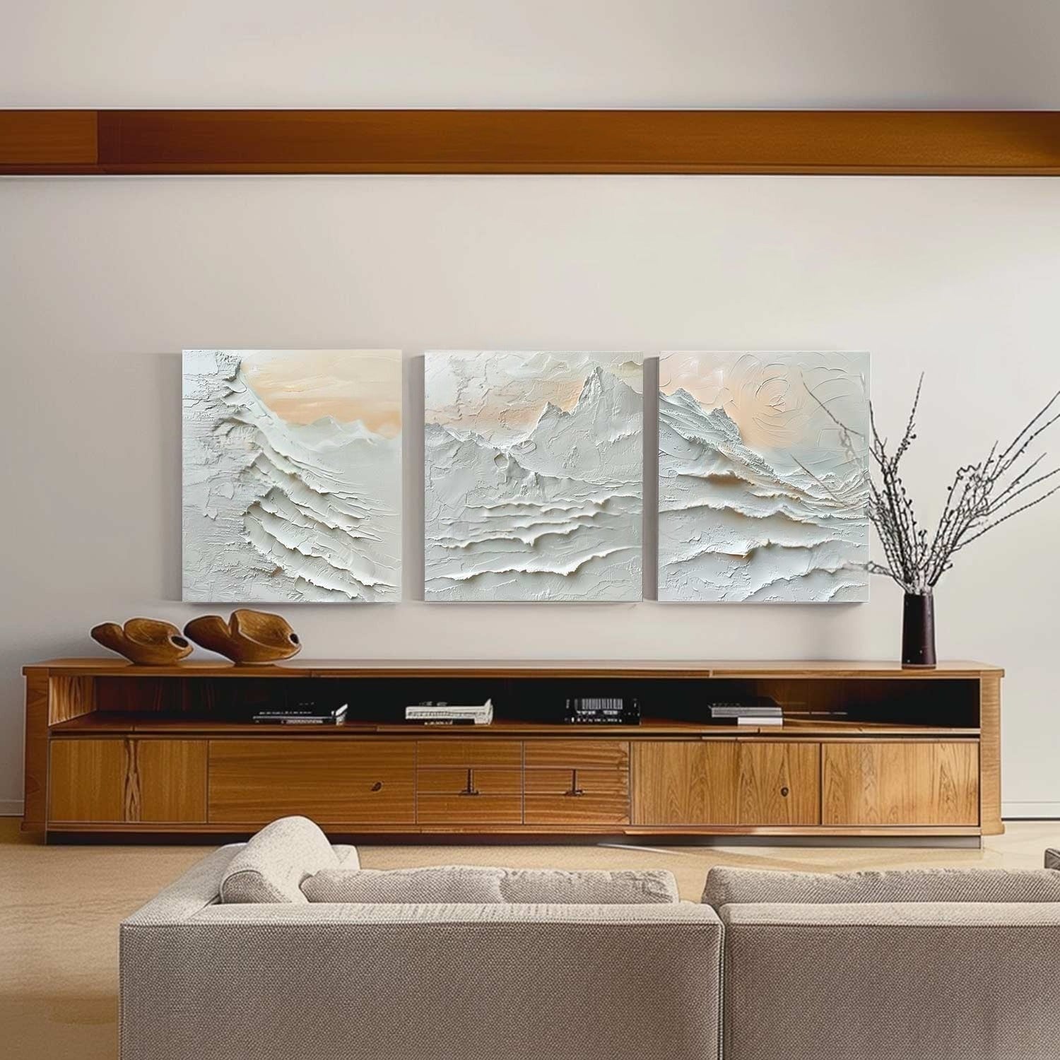 Wall Art Triptych Impasto Mountain Landscape