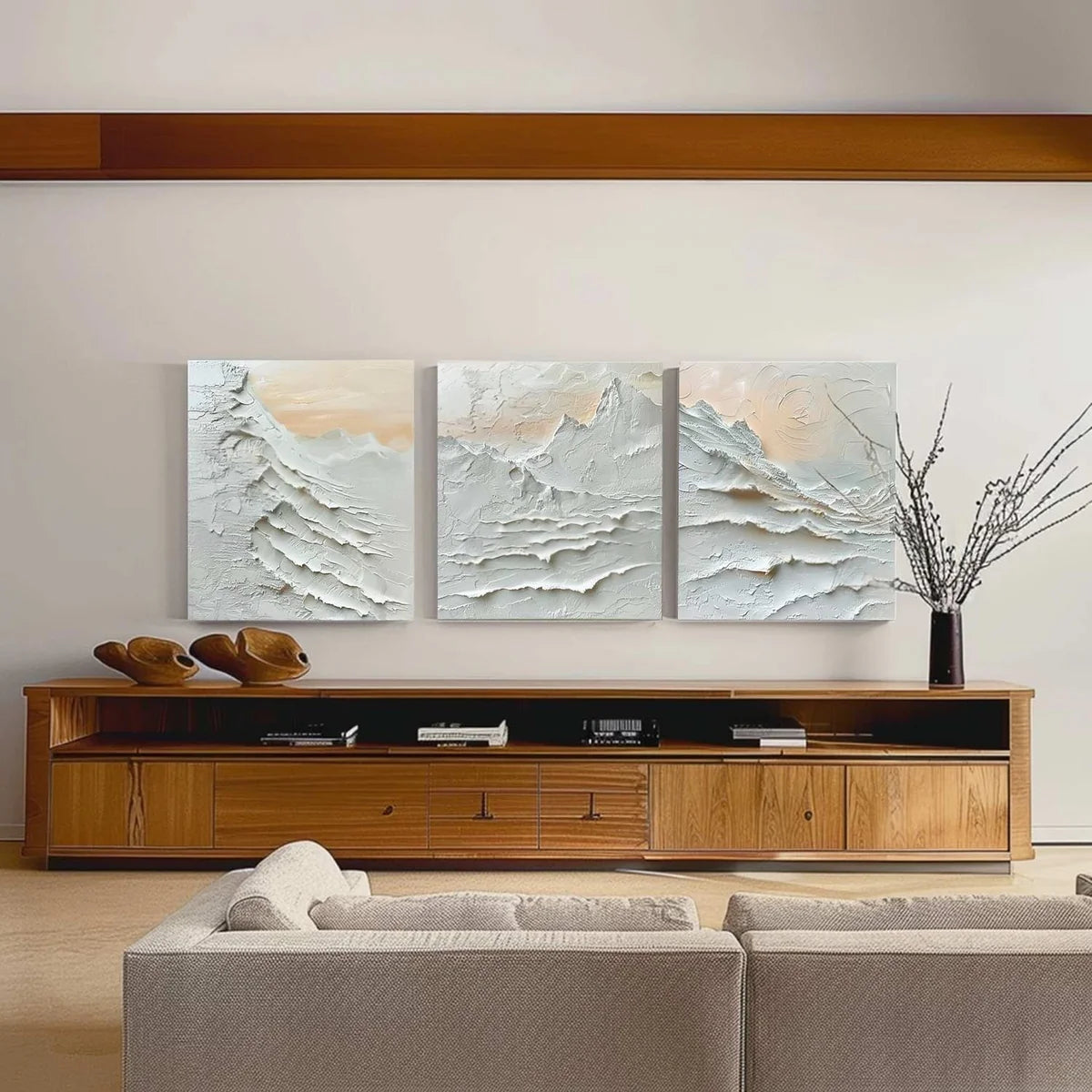 Wall Art Triptych Impasto Mountain Landscape