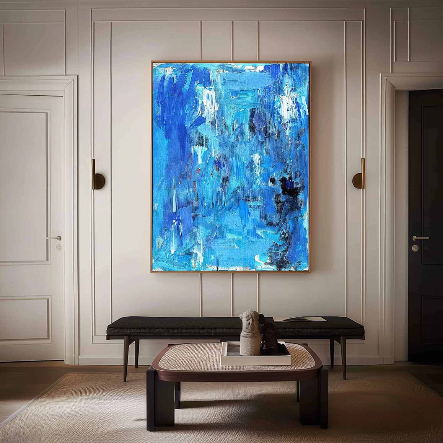 Wall Art Abstract Blue Palette Knife Texture Canvas