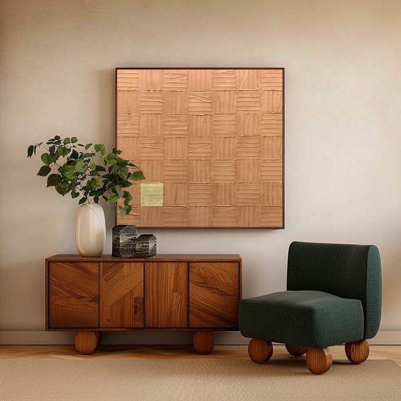 Wall Art Square 3D Impasto Woven Geometric
