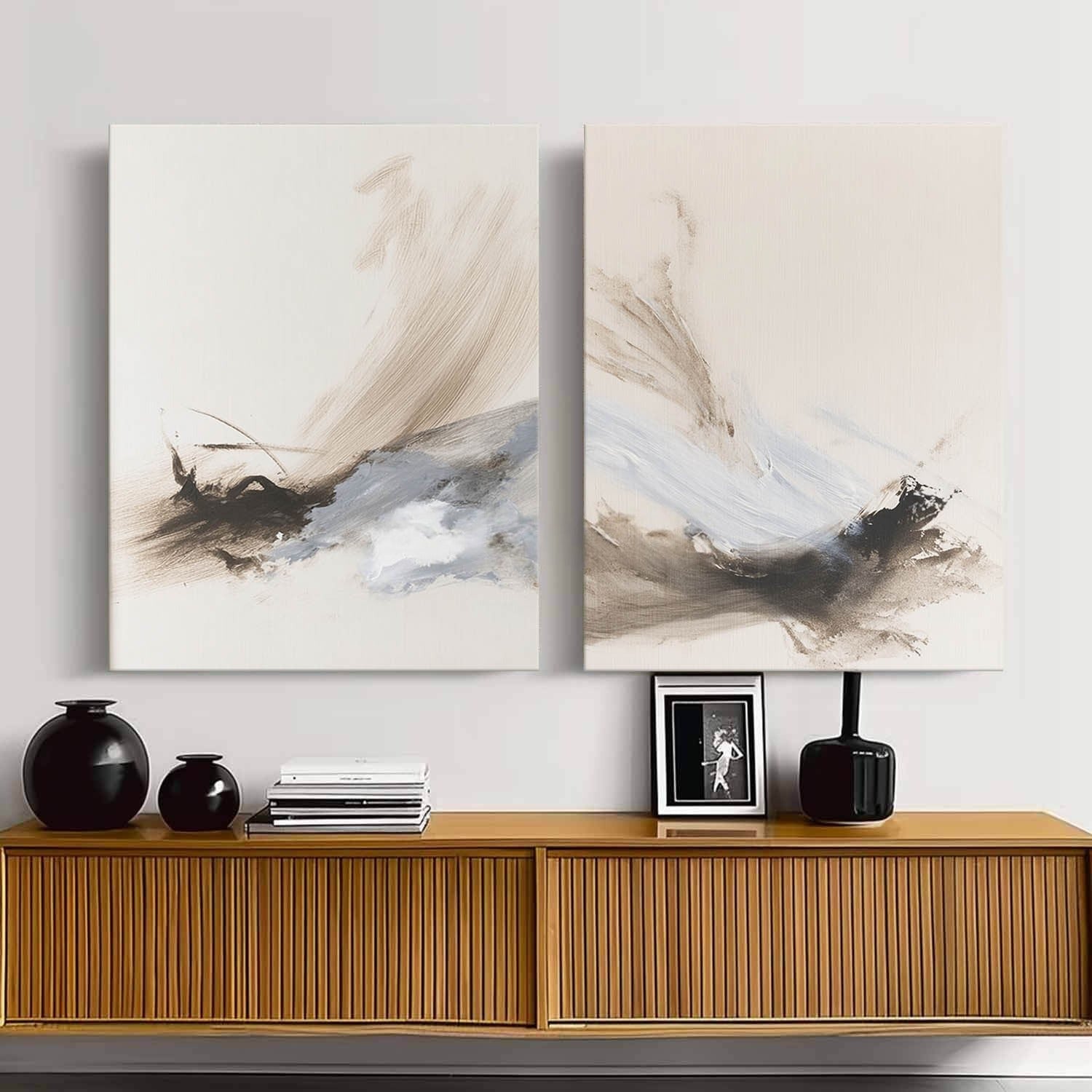 Wabi-Sabi Abstract Diptych Painting