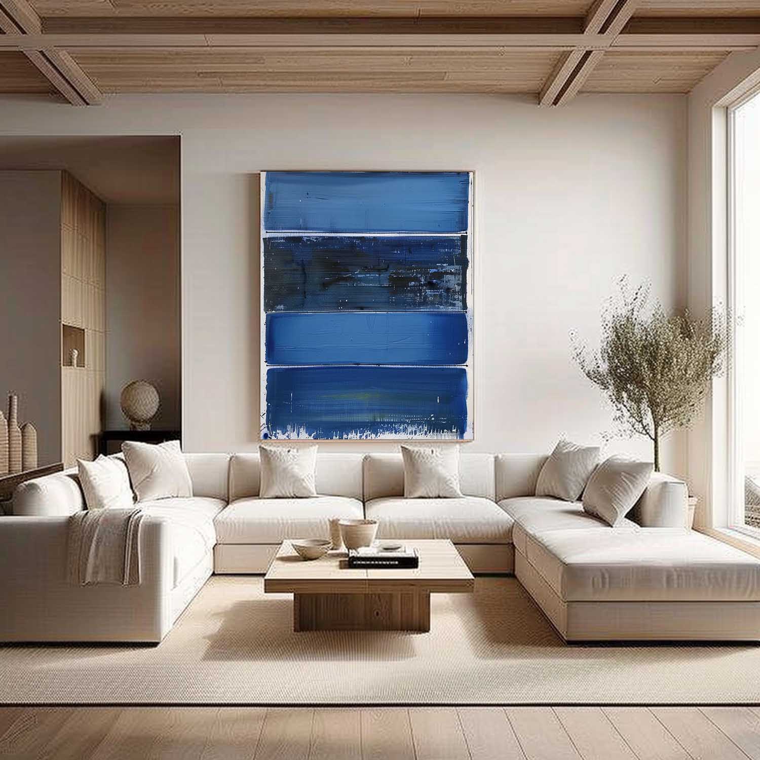 Wall Art Blue Bands Layered Modern Minimalist