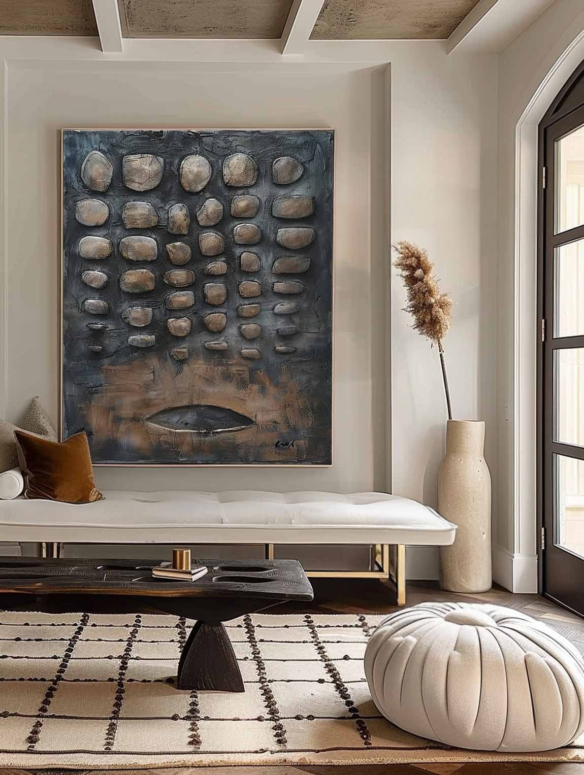 Wall Art Assemblage Textured Monochrome