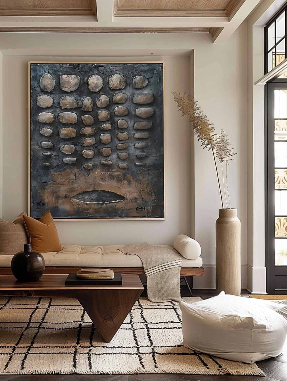 Wall Art Assemblage Textured Monochrome