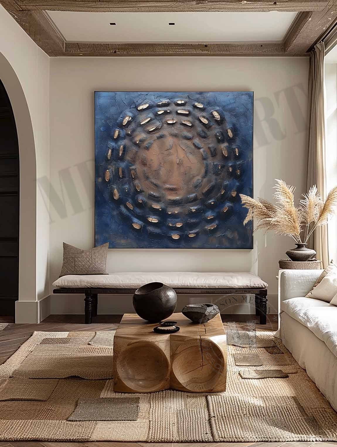 Circular Textured Abstract Art Oil Painting
