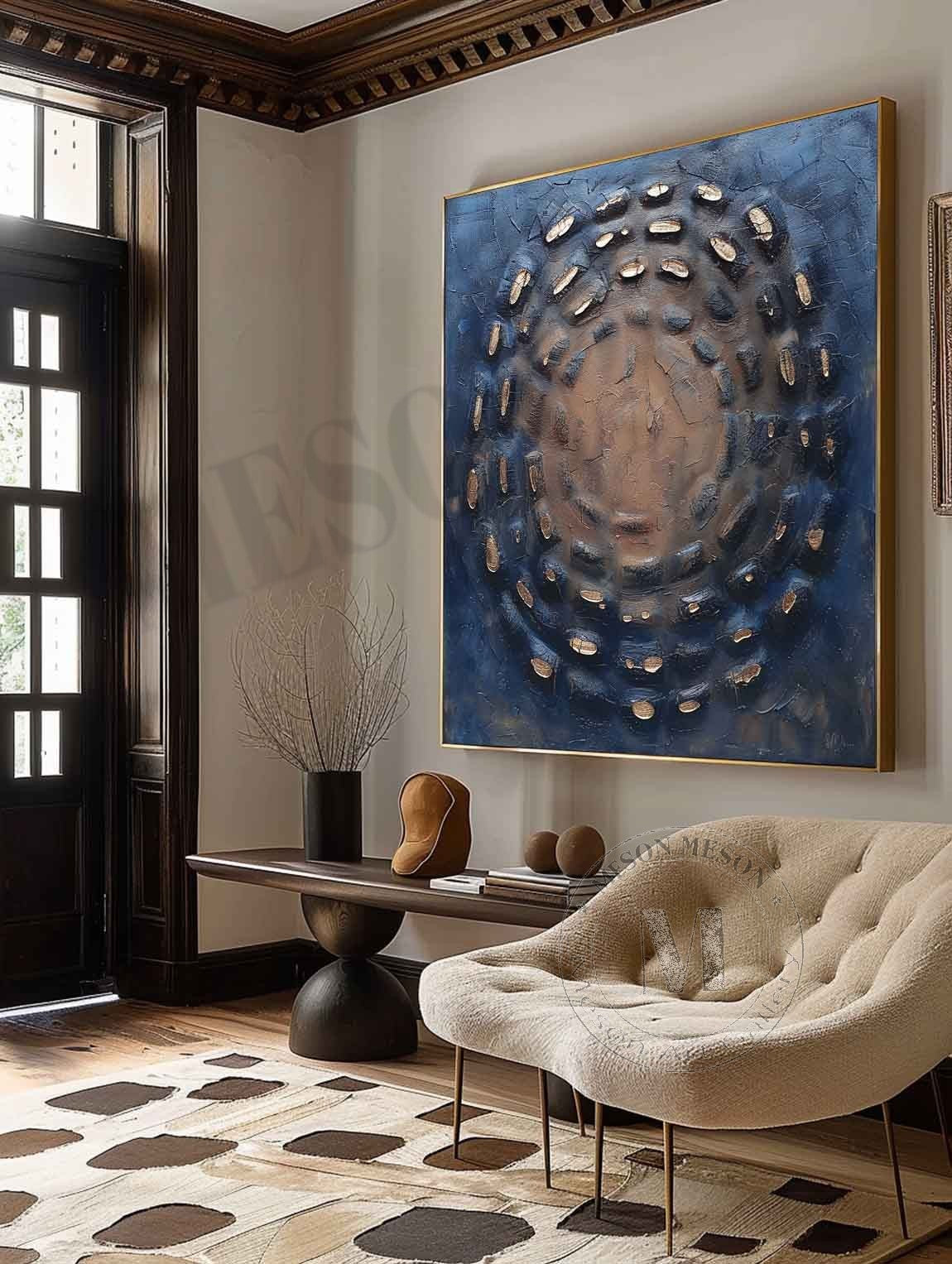 Circular Textured Abstract Art Oil Painting