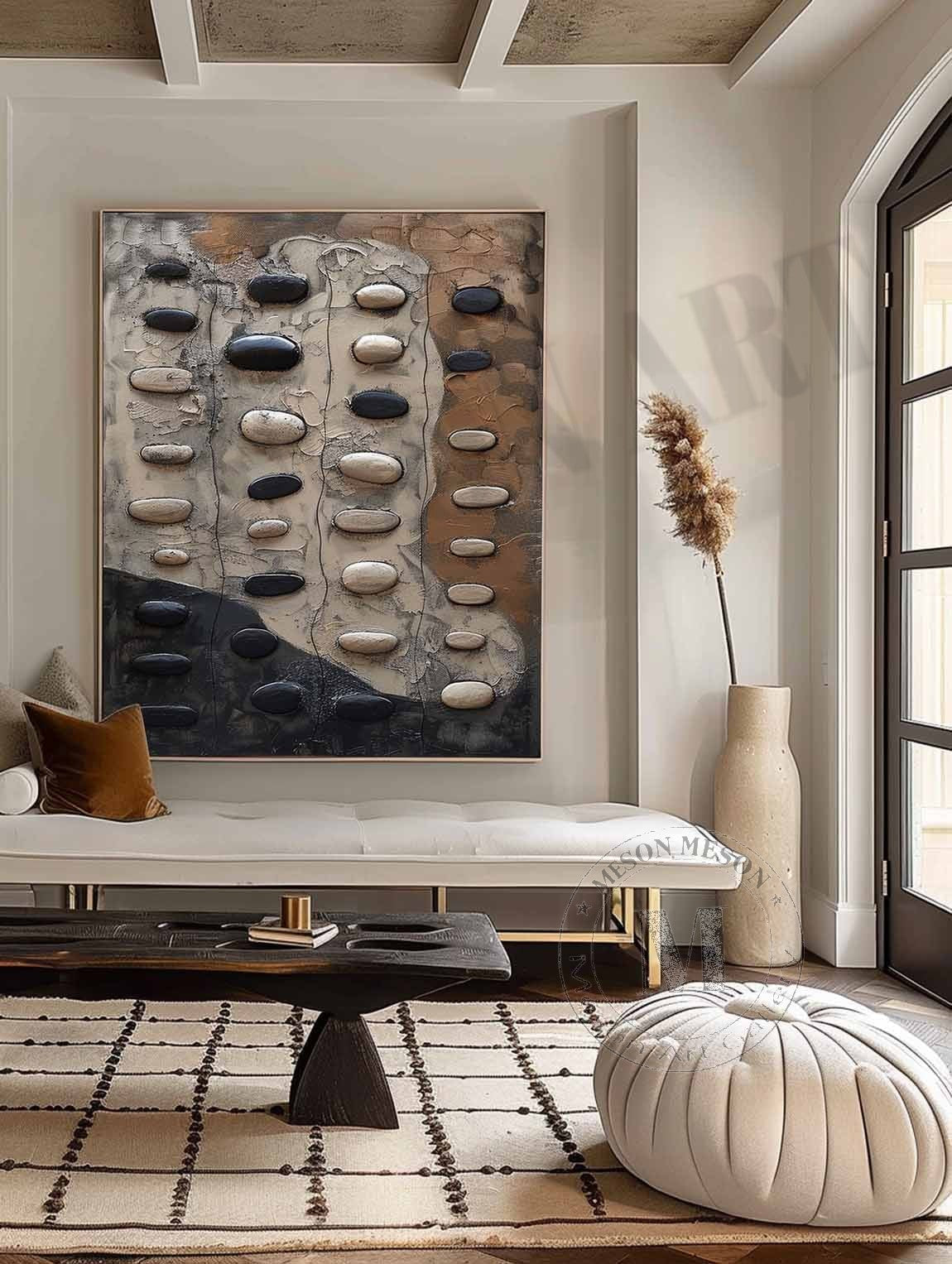 Wall Art Wabi-Sabi Relief Abstract Pebble Natural