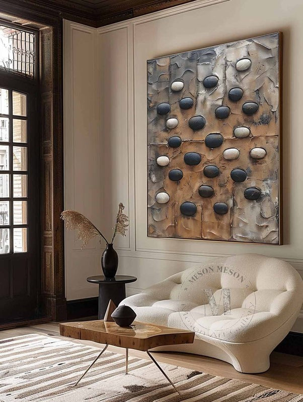 Textured River Stone Relief Painting