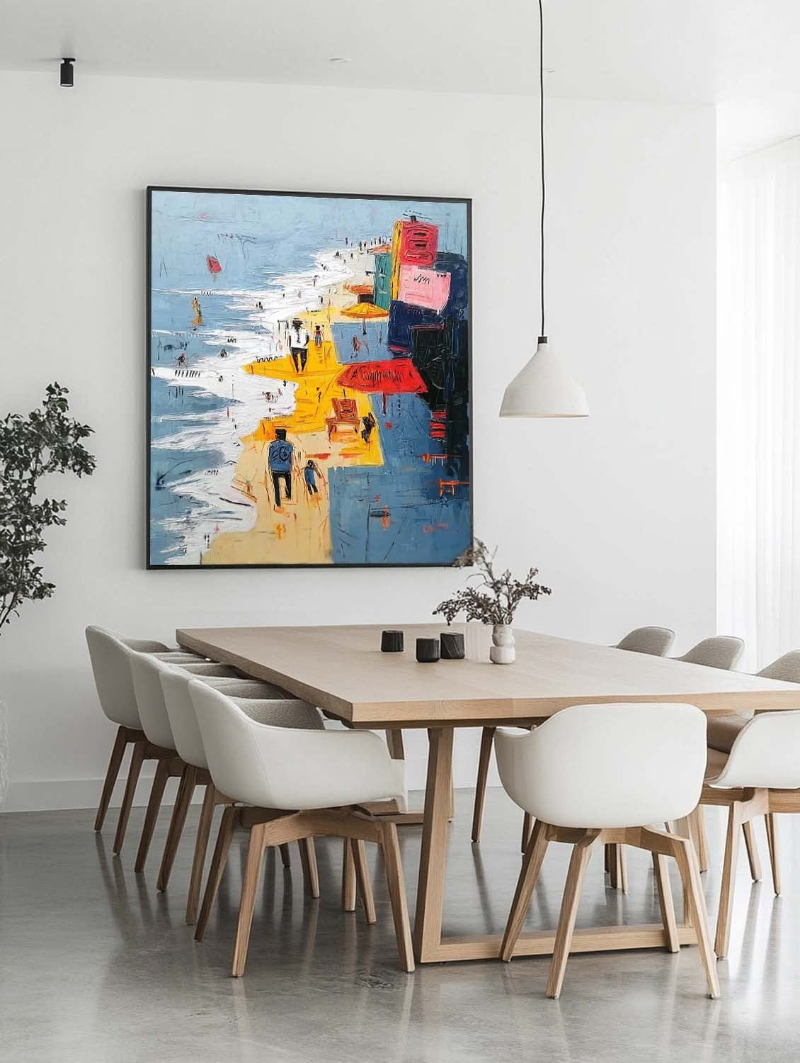 Wall Art Vertical Abstract Figurative Beach Scene Bold