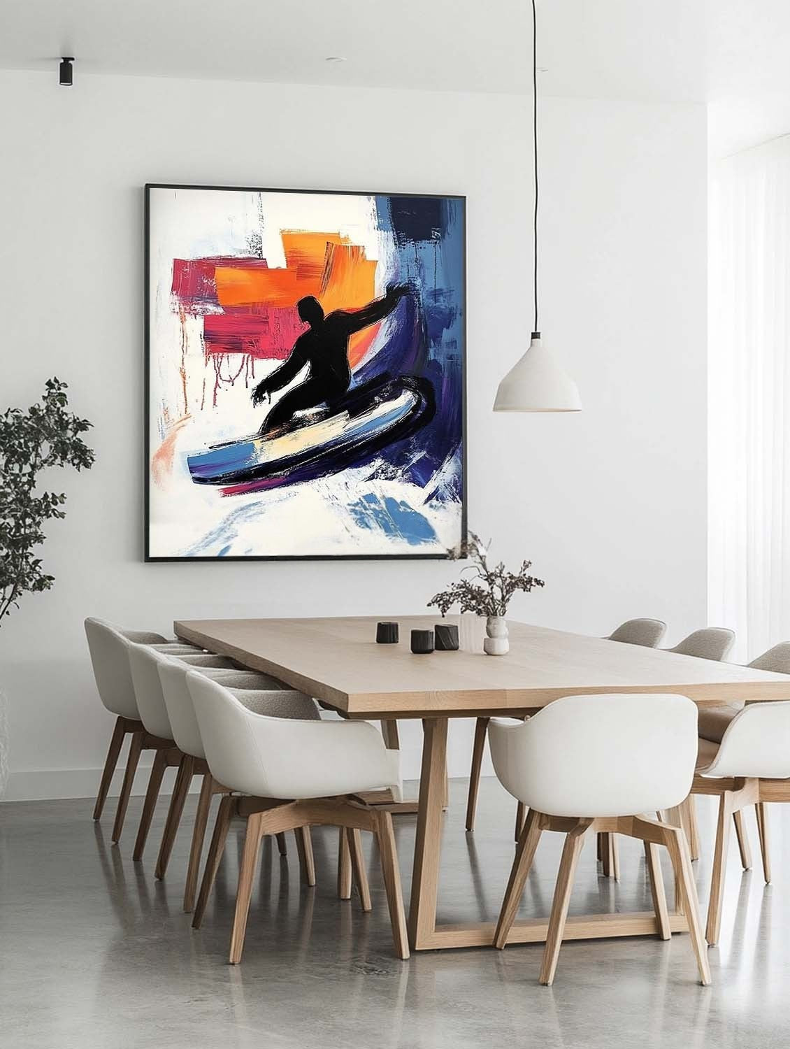 Wall Art Dynamic Textured Surfer Wave
