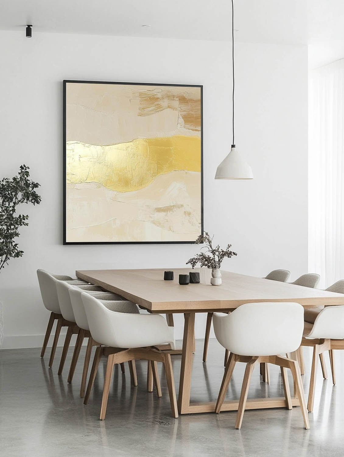 Wall Art Abstract Beige Gold Foil Landscape